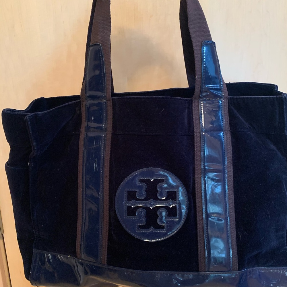 Tory Burch Navy Velvet Ella Tote